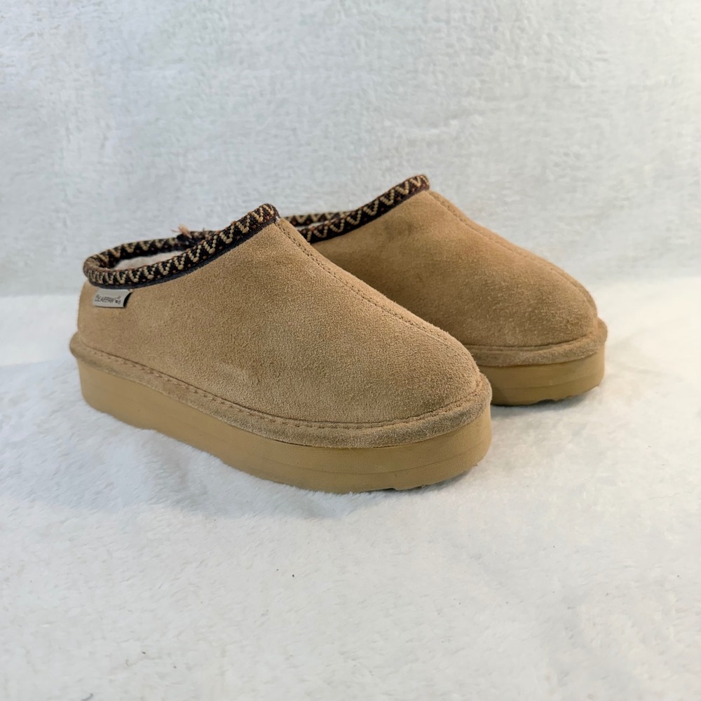 Bearpaw Martis Youth Slipper Kids Size 2 Hickory Tan Suede Platform Clog 3038Y